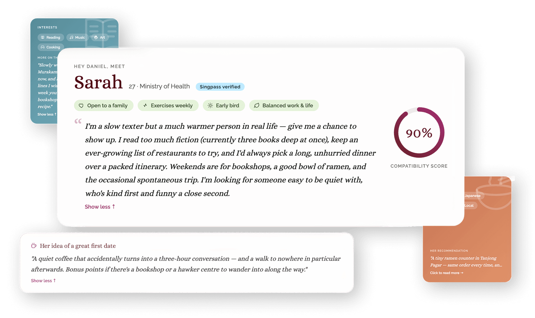 Match questionnaire interface